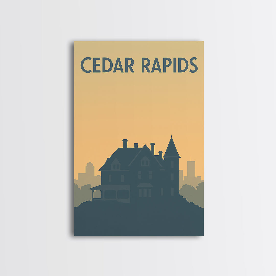 Cedar Rapids Iowa Travel Poster, Canvas Print, Minimalist Retro Wall Art, Cedar Rapids Art Print, Modern Wall Decor, Travel Poster Art