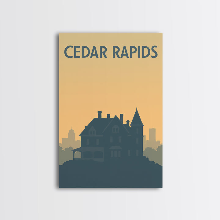 Cedar Rapids Iowa Travel Poster, Canvas Print, Minimalist Retro Wall Art, Cedar Rapids Art Print, Modern Wall Decor, Travel Poster Art
