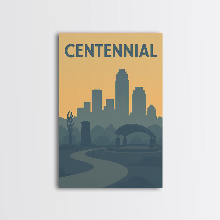 Centennial Colorado Travel Poster, Framed Canvas Print, Mid Century Travel Art, Centennial Travel Art, Mid Century Wall Art, Fine Art Print