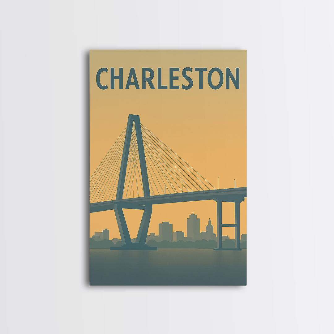 Charleston South Carolina Travel Poster, Canvas Print, Travel Art, Charleston Wall Art, Wall Decor, Wanderlust Decor, City Travel Prints