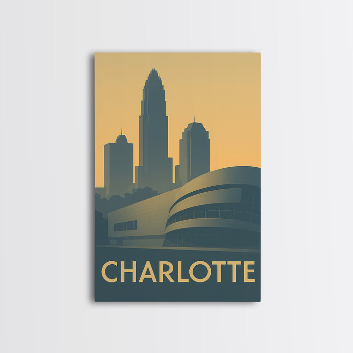 Charlotte Travel Poster, Canvas Print, Minimalist Retro Wall Art, Charlotte Travel Art, Vintage City Art, Travel Poster Set, Wall Art