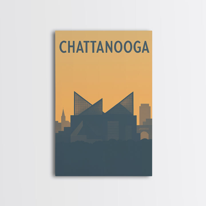 Chattanooga Travel Poster, Framed Canvas Print, Minimalist Retro Wall Art, Chattanooga Art Print, Home Office Decor, Travel Poster Set