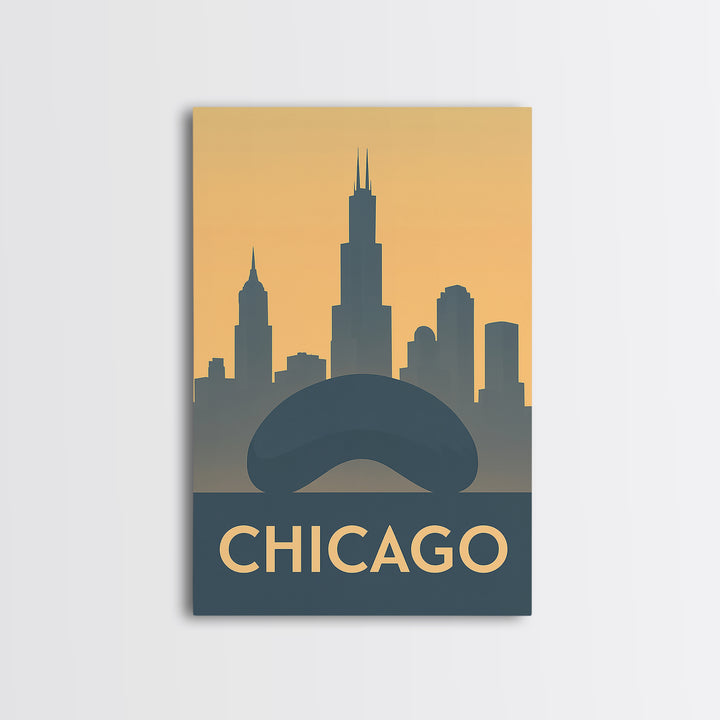 Chicago Illinois Travel Poster, Canvas Print, Retro Wall Art, Chicago Travel Art, Fine Art Print, Vintage City Art, Travel Art Print