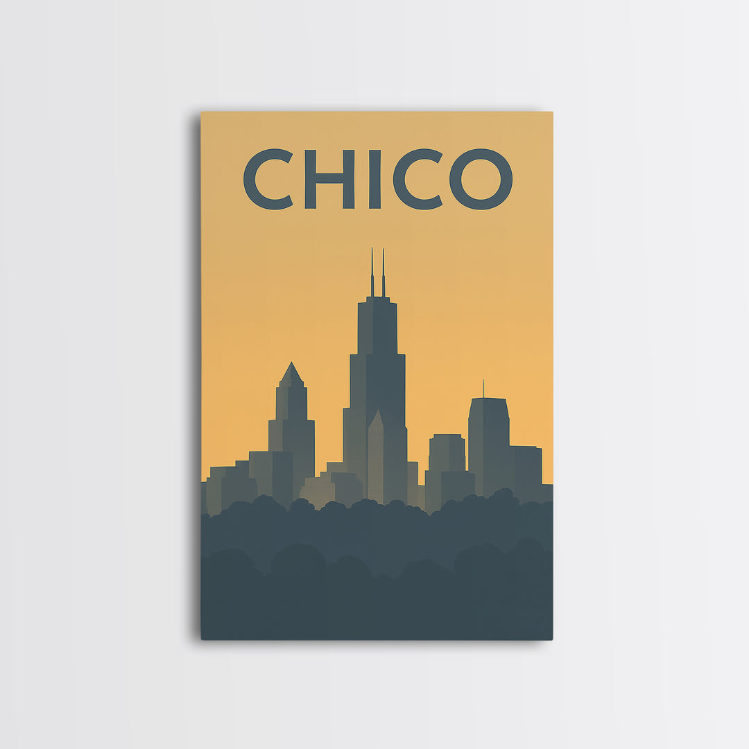 Chico California Travel Poster, Canvas Print, Vintage City Poster Art, Chico Wall Art, Vintage City Poster, Retro Travel Print, Poster Print