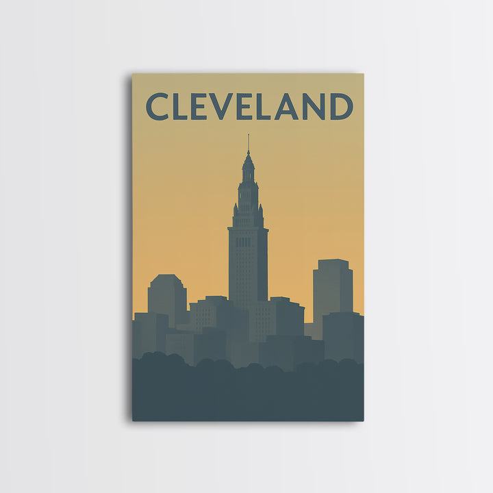 Cleveland Travel Poster, Canvas Print, Vintage City Poster Art, Cleveland Art Print, Travel Wall Art, Retro Travel Print, Travel Art Print