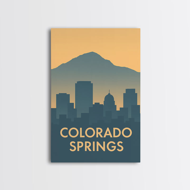 Colorado Springs Travel Poster, Canvas Print, Mid Century Travel Art, Colorado Springs Wall Art, Living Room Wall Art, Mid Century Wall Art