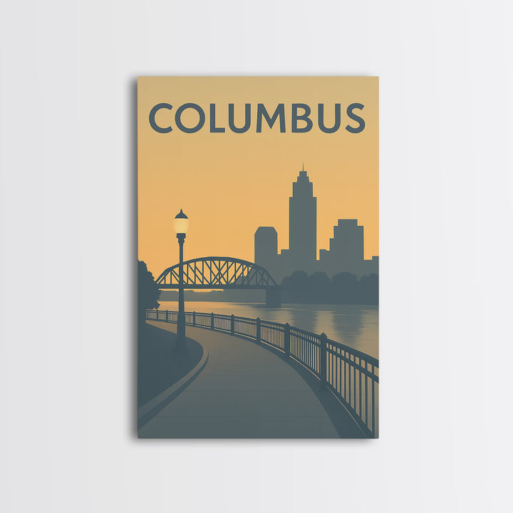 Columbus Ohio Travel Poster, Canvas Print, Mid Century Travel Art, Columbus Art Print, Wall Art, Eclectic Wall Decor, Travel Decor