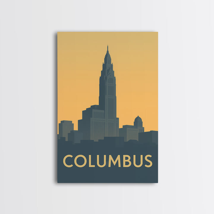 Columbus Travel Poster, Canvas Print, Mid Century Travel Art, Columbus Travel Art, Travel Poster Art, Travel Art Print, Modern Wall Decor