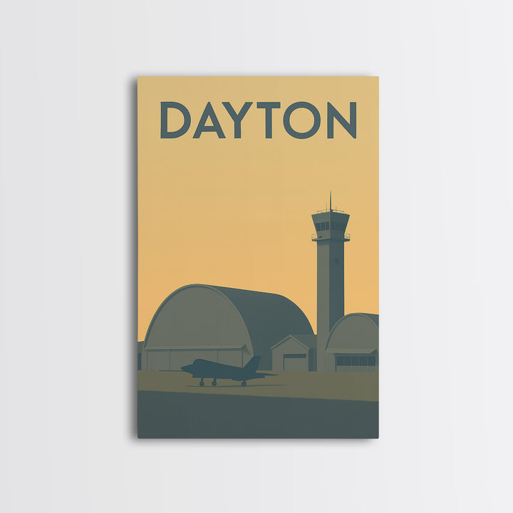 Dayton Travel Poster, Framed Canvas Print, Minimalist Retro Wall Art, Dayton Art Print, Modern Wall Decor, Home Office Decor, Poster Art