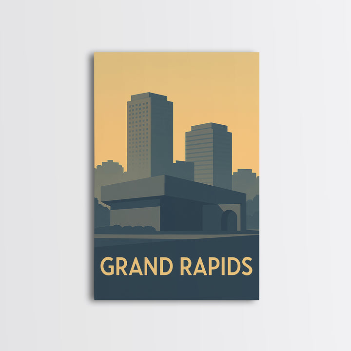 Grand Rapids Travel Poster, Framed Canvas Print, Minimalist Retro Wall Art, Grand Rapids Art Print, Vintage Travel Art, Travel Poster Art