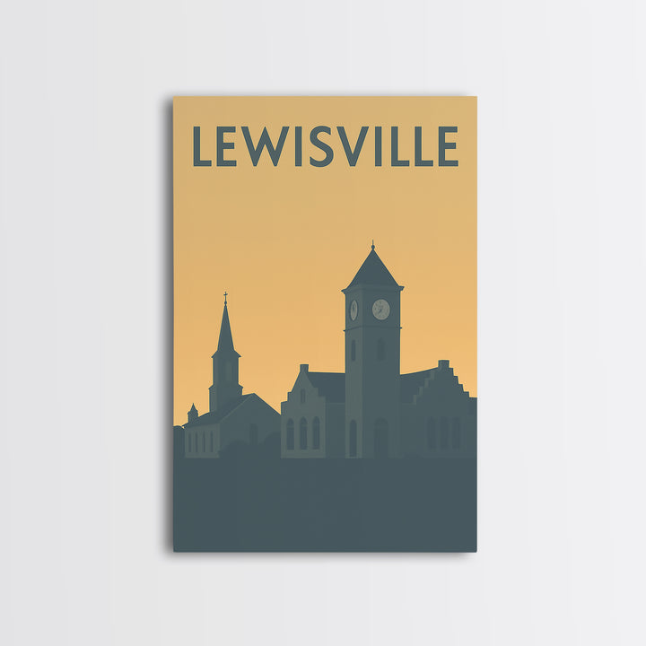 Lewisville Travel Poster, Canvas Print, Minimalist Retro Wall Art, Lewisville Wall Art, City Art Print, Wanderlust Decor, Travel Art Print