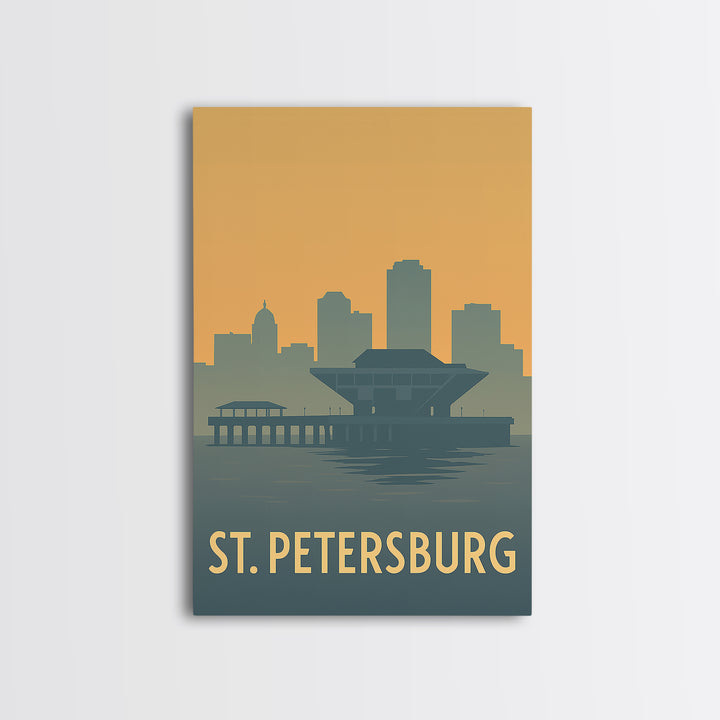 St Petersburg Travel Poster, Framed Canvas Print, Sunset Skyline Wall Art, St Petersburg Art Print, City Art Print, Fine Art Print