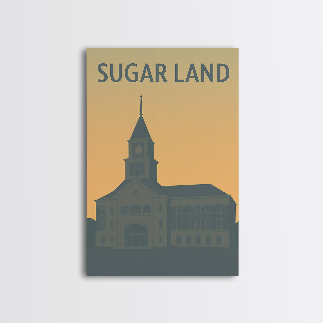 Sugar Land Texas Travel Poster, Canvas Print, Minimalist Retro Wall Art, Sugar Land City Art, Wanderlust Decor, Living Room Wall Art