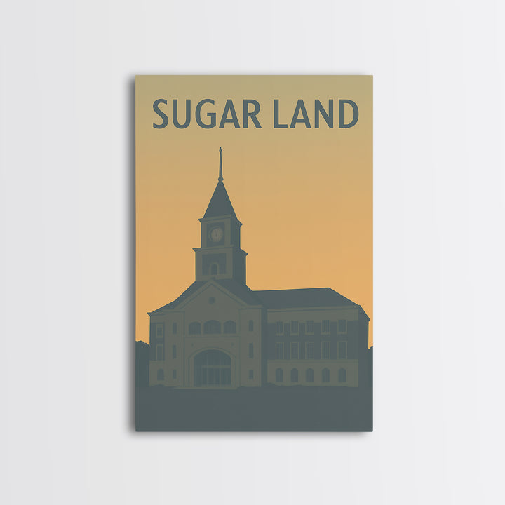 Sugar Land Texas Travel Poster, Canvas Print, Minimalist Retro Wall Art, Sugar Land City Art, Wanderlust Decor, Living Room Wall Art