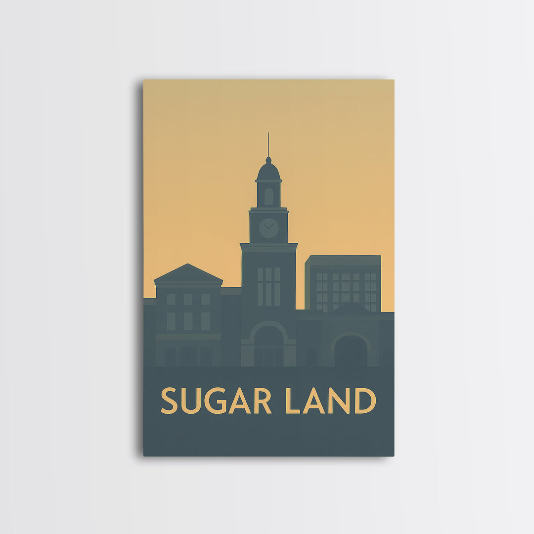 Sugar Land Travel Poster, Canvas Print, Mid Century Travel Art, Sugar Land Art Print, Travel Wall Art, Vintage Travel Print, Poster Art