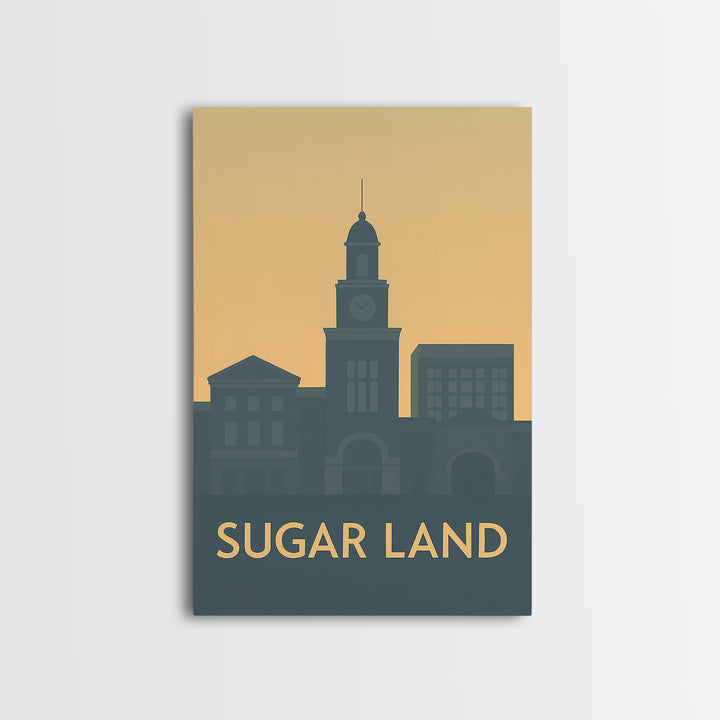 Sugar Land Travel Poster, Canvas Print, Mid Century Travel Art, Sugar Land Art Print, Travel Wall Art, Vintage Travel Print, Poster Art