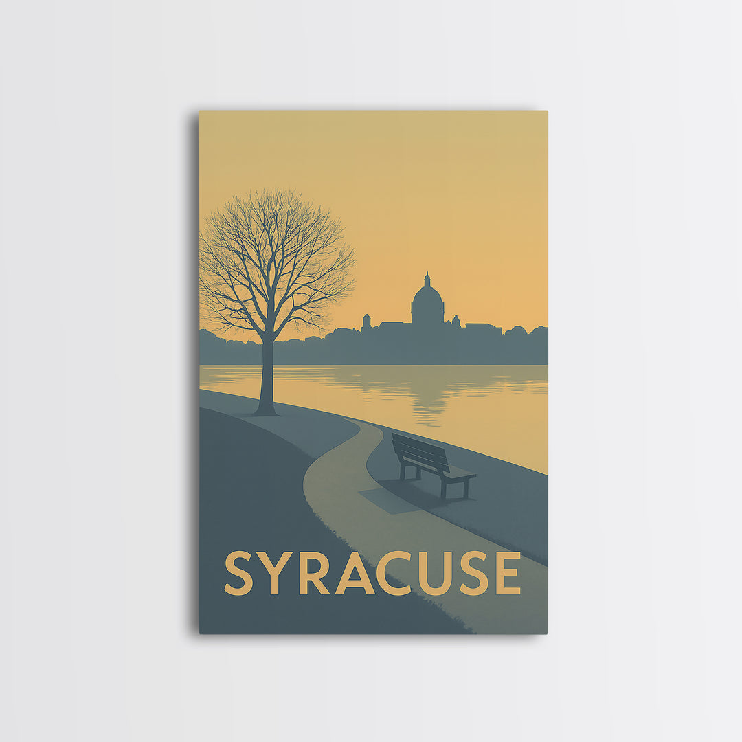 Syracuse Travel Poster, Canvas Print, Minimalist Retro Wall Art, Syracuse City Art, Home Office Decor, Mid Century Wall Art, Home Decor