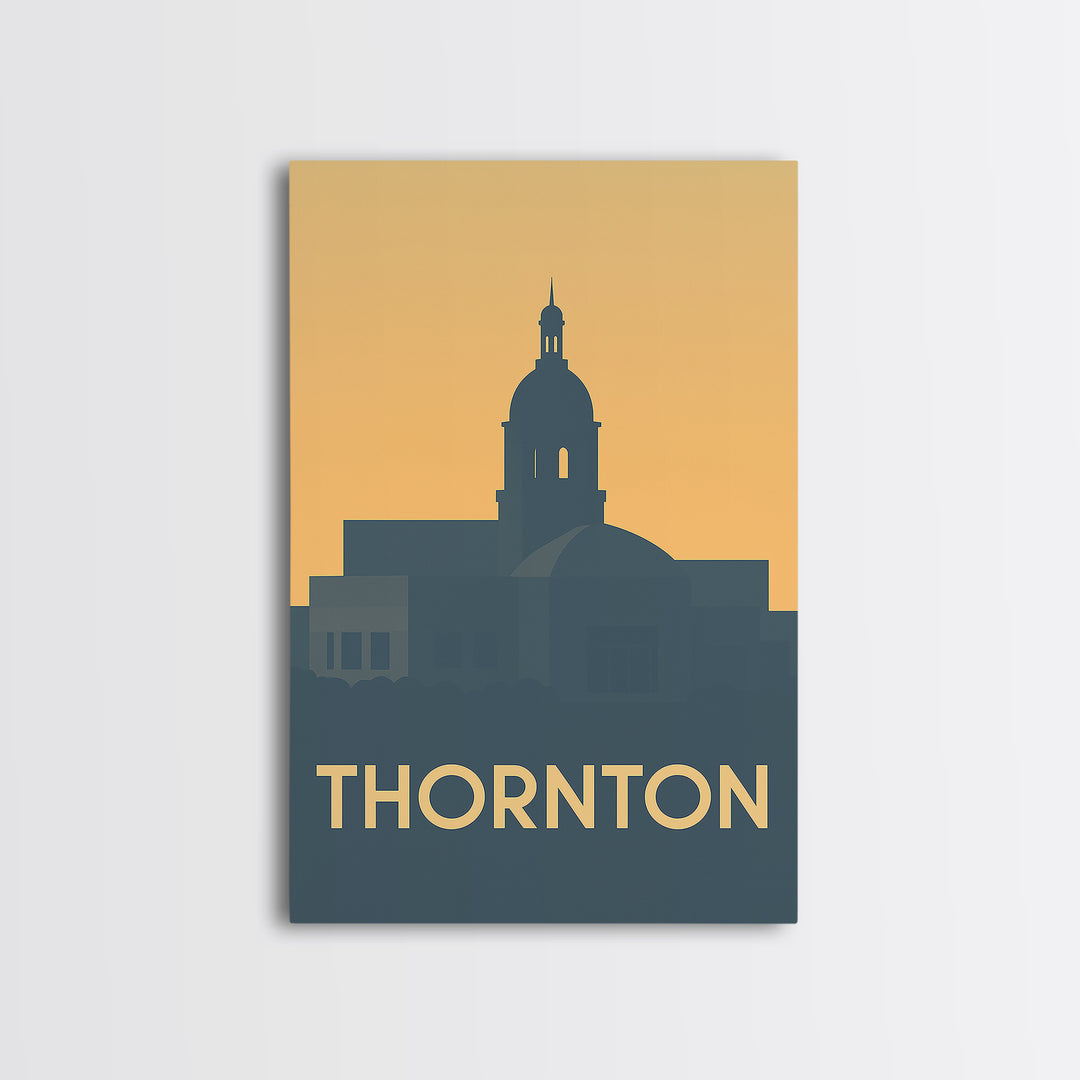 Thornton Travel Poster, Framed Canvas Print, Vintage City Poster Art, Thornton Art Print, Vintage Travel Art, City Illustration