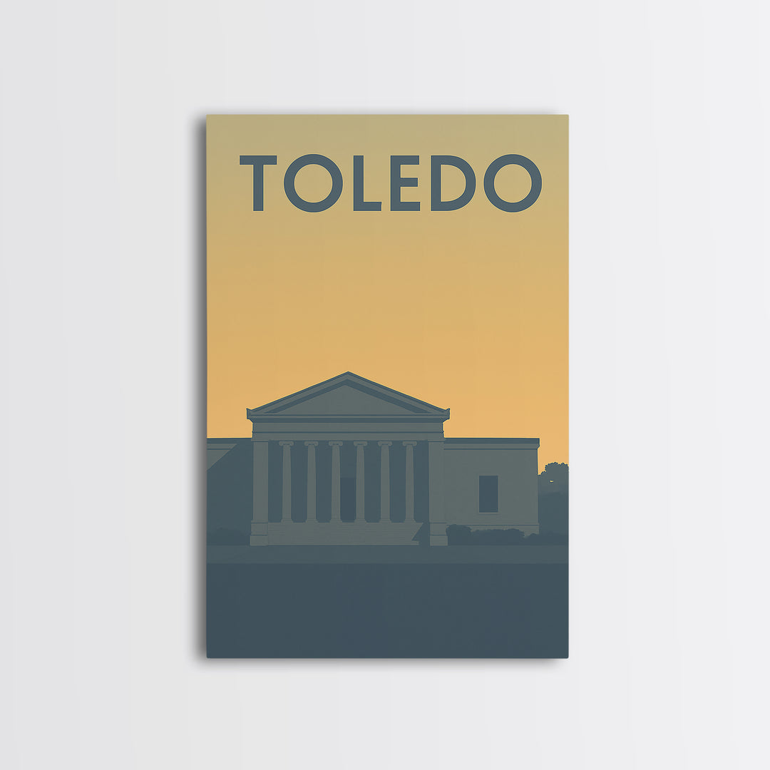 Toledo Travel Poster, Framed Canvas Print, Mid Century Travel Art, Toledo Art Print, Gift For Travelers, Modern Wall Decor, City Art Print