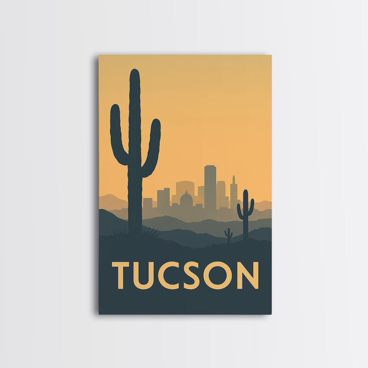 Tucson Travel Poster, Framed Canvas Print, Vintage City Poster Art, Tucson Wall Art, Travel Wall Art, Living Room Wall Art, City Poster