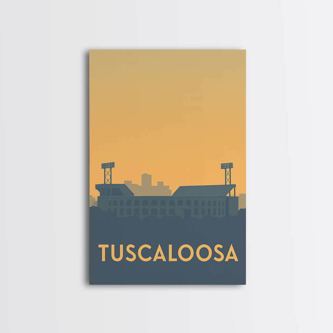Tuscaloosa Alabama Travel Poster, Canvas Print, Sunset Skyline Wall Art, Tuscaloosa Travel Art, Living Room Wall Art, City Art Print