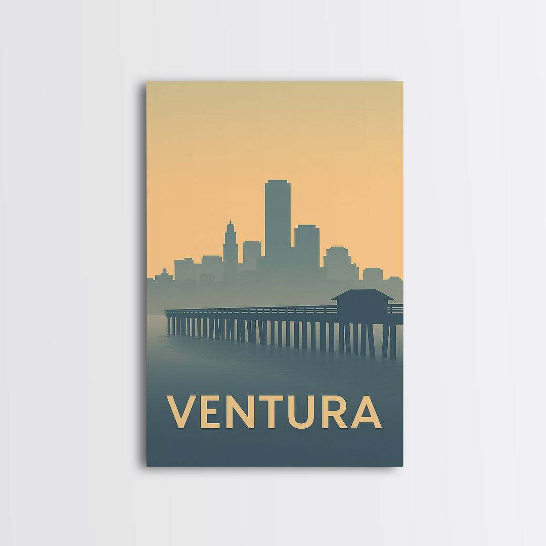Ventura Travel Poster, Framed Canvas Print, Mid Century Travel Art, Ventura Art Print, Vintage Travel Art, Vintage Travel Print