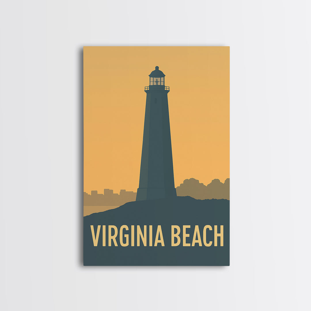 Virginia Beach Virginia Travel Poster, Canvas Print, Sunset Skyline Wall Art, Virginia Beach Wall Art, Vintage Travel Art, Fine Art Print