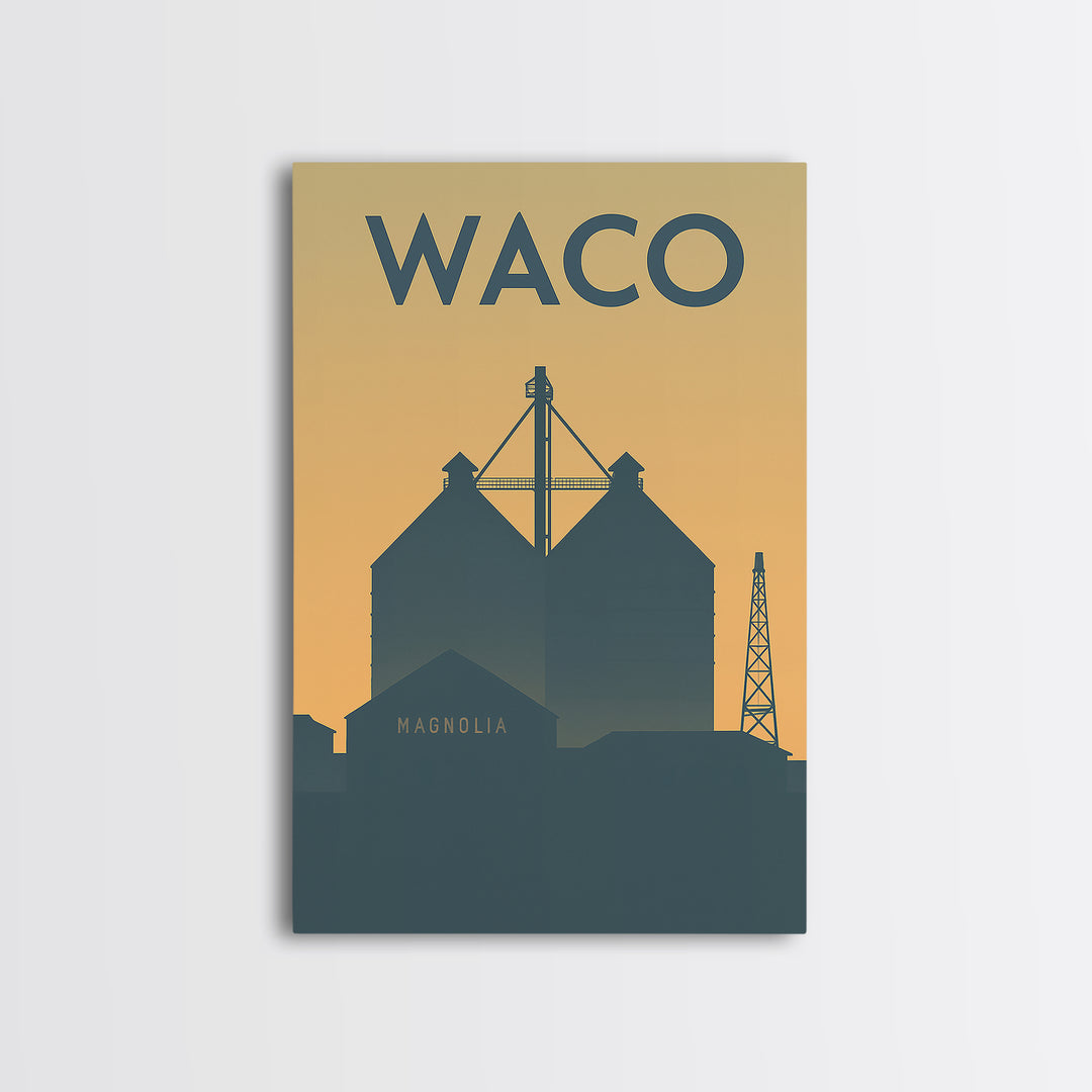 Waco Travel Poster, Canvas Print, Vintage City Poster Art, Waco Art Print, Mid Century Wall Art, Vintage City Poster, Vintage Travel Art