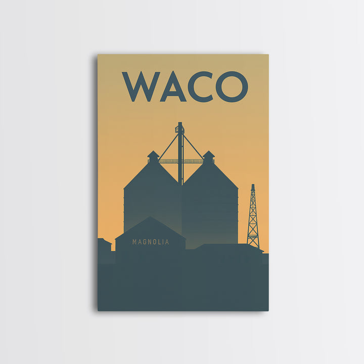 Waco Travel Poster, Canvas Print, Vintage City Poster Art, Waco Art Print, Mid Century Wall Art, Vintage City Poster, Vintage Travel Art