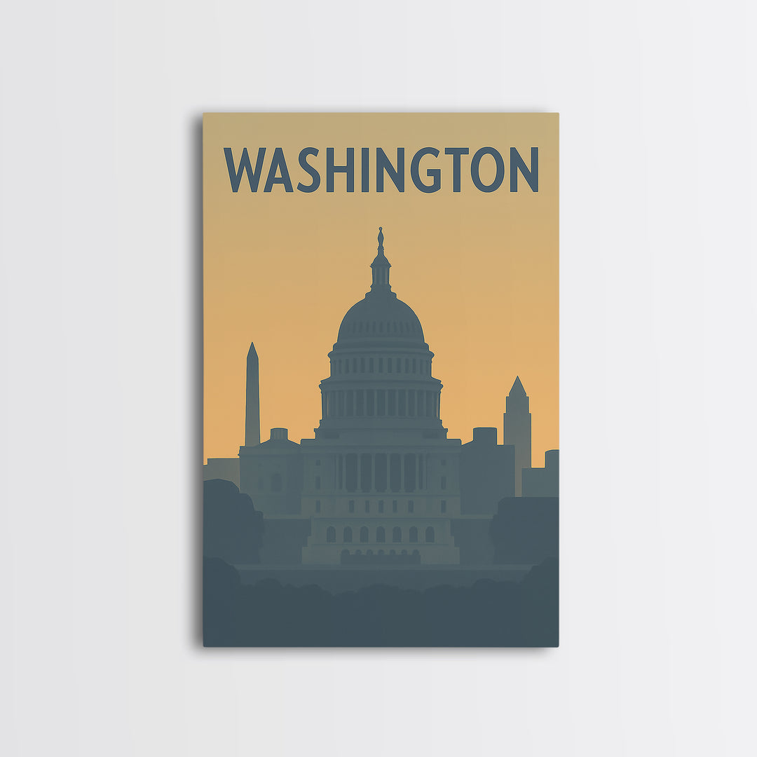 Washington Travel Poster, Canvas Print, Mid Century Travel Art, Washington Art Print, Living Room Wall Art, Eclectic Wall Decor