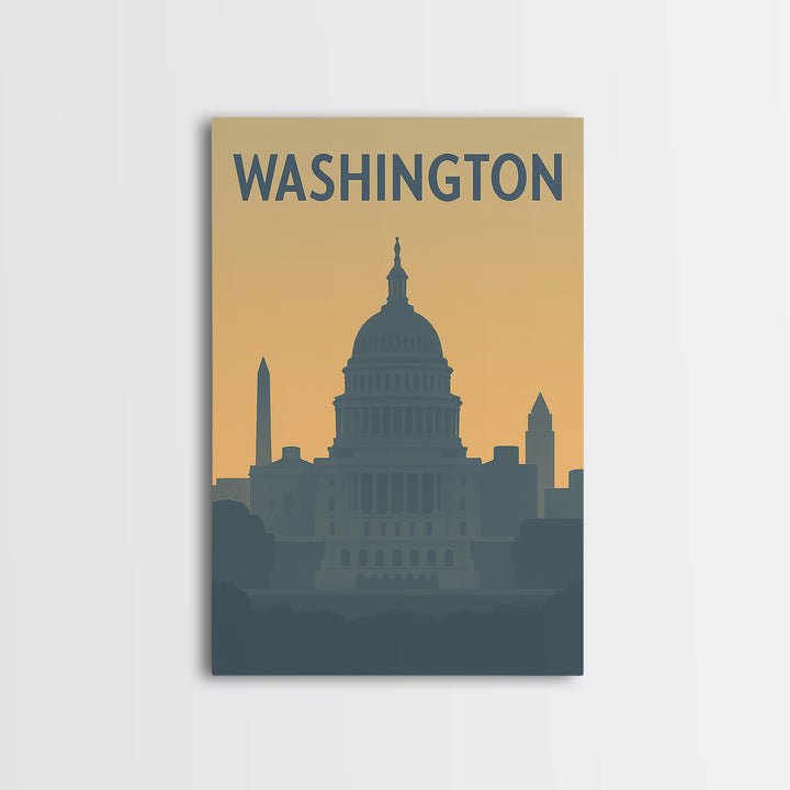 Washington Travel Poster, Canvas Print, Mid Century Travel Art, Washington Art Print, Living Room Wall Art, Eclectic Wall Decor