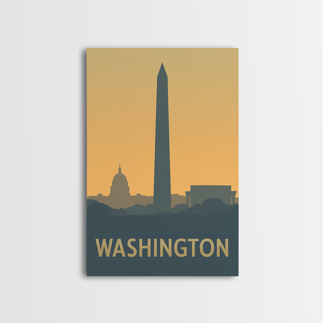 Washington Travel Poster, Canvas Print, Vintage City Poster Art, Washington Travel Art, Vintage City Poster, Gift For Travelers
