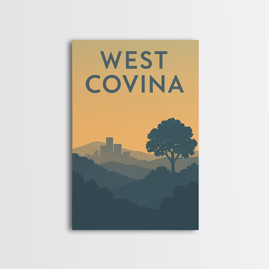 West Covina California Travel Poster, Canvas Print, Mid Century Travel Art, West Covina Wall Art, Wall Art, Fine Art Print, Travel Print