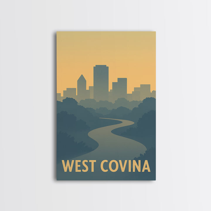West Covina Travel Poster, Canvas Print, Mid Century Travel Art, West Covina Poster Print, City Art Print, Travel Art Print, Travel Print