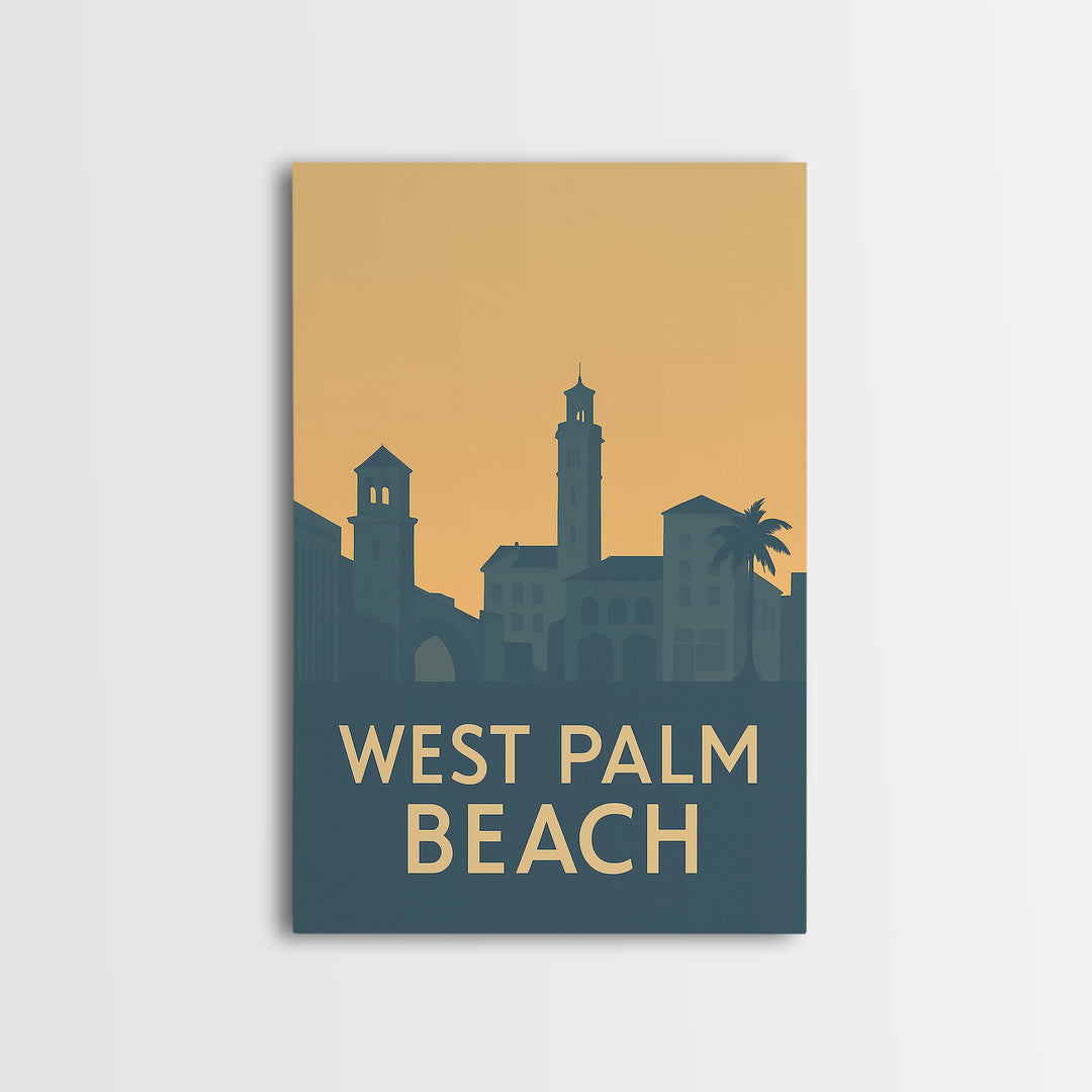 West Palm Beach Florida Travel Poster, Canvas Print, Retro Wall Art, West Palm Beach Wall Art, Travel Wall Art, Retro Travel Print
