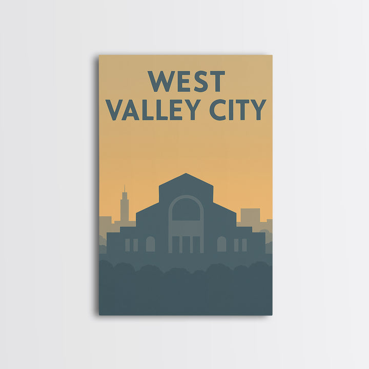 West Valley City Travel Poster, Framed Canvas Print, Mid Century Travel Art, West Valley City Poster Print, Eclectic Wall Decor