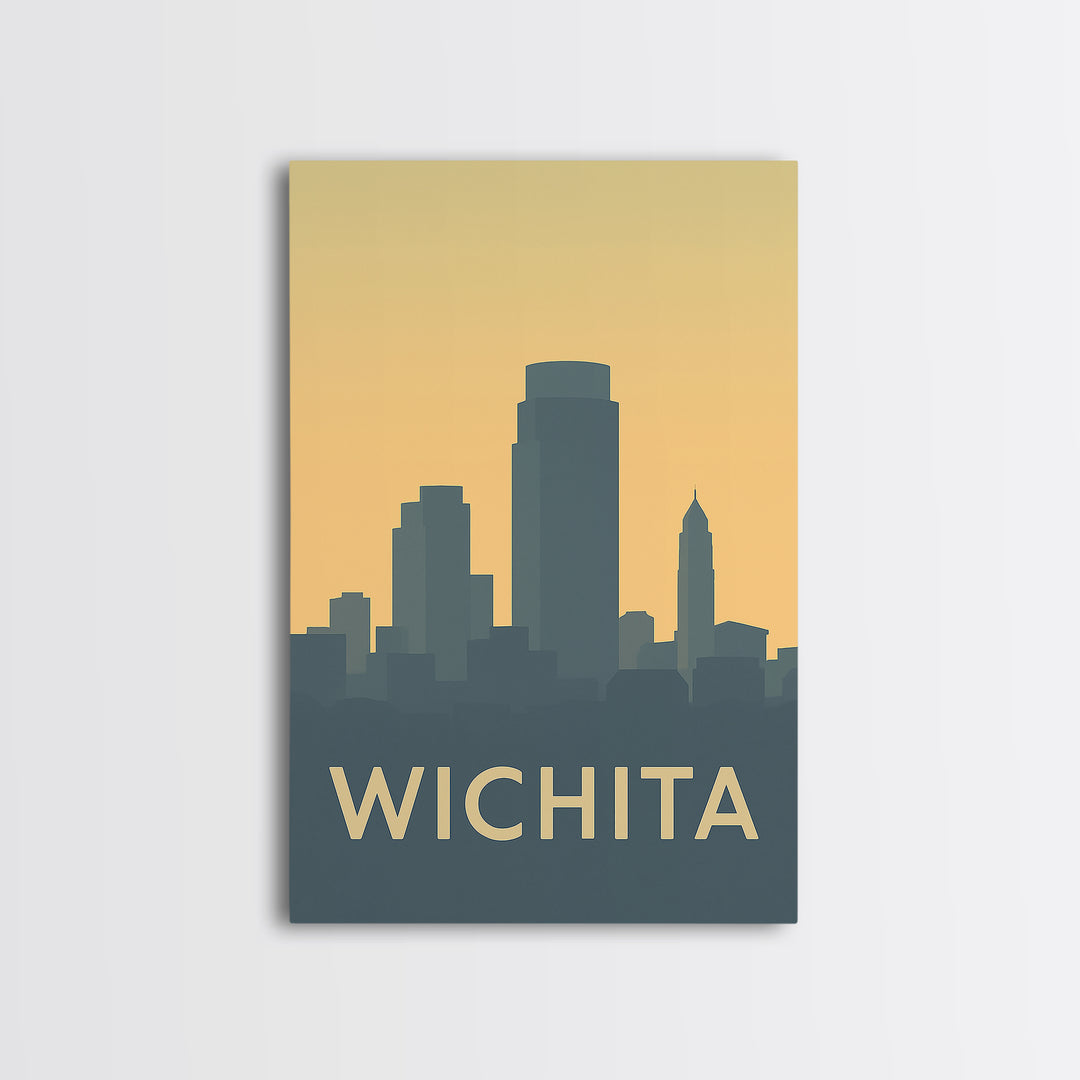 Wichita Travel Poster, Canvas Print, Mid Century Travel Art, Wichita City Art, Travel Wall Art, Travel Art Print, Wanderlust Decor