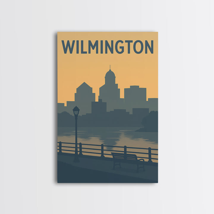 Wilmington Travel Poster, Framed Canvas Print, Mid Century Travel Art, Wilmington Art Print, Fine Art Print, City Travel Prints