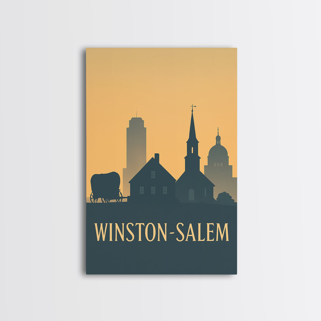 Winston Salem North Carolina Travel Poster, Canvas Print, Retro Wall Art, Winston Salem Art Print, Gift For Travelers, Vintage City Poster
