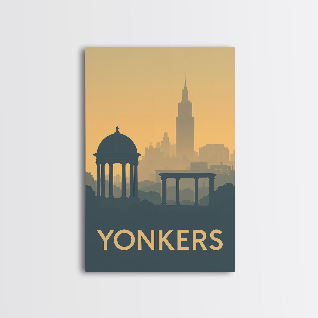 Yonkers Travel Poster, Framed Canvas Print, Minimalist Retro Wall Art, Yonkers Travel Art, Vintage Travel Print, City Travel Prints