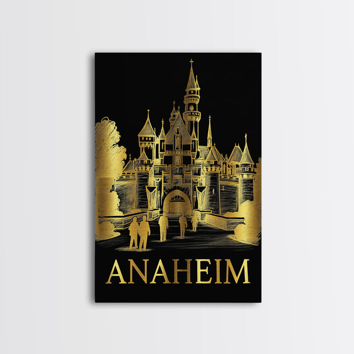 Anaheim Travel Poster, Framed Canvas Print, Dark Background Poster Art, Anaheim Art Print, Gift For Travelers, City Illustration