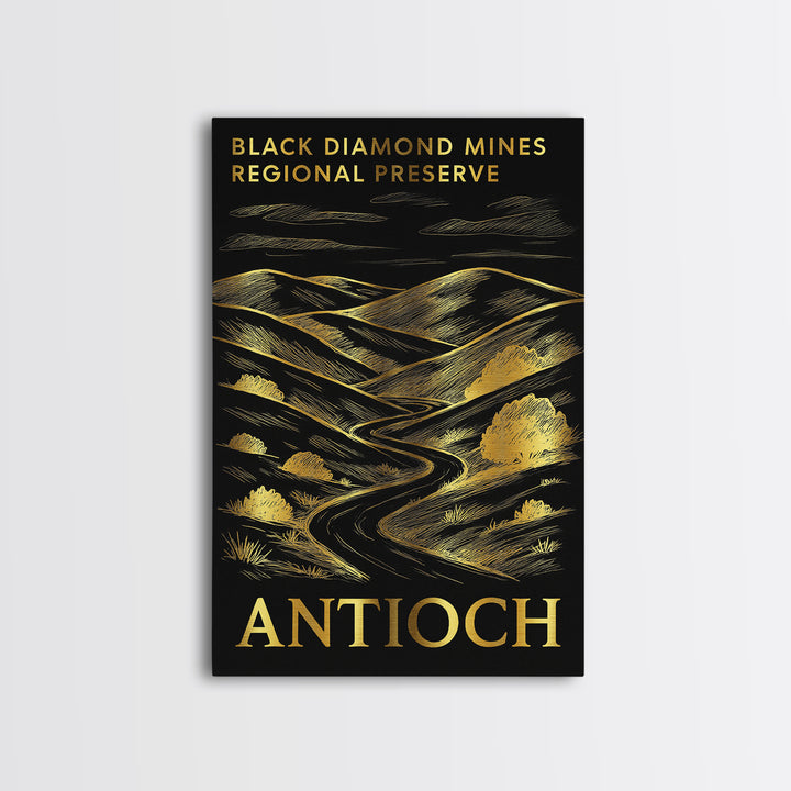 Antioch Travel Poster, Framed Canvas Print, Black And Gold Line Art, Antioch Travel Art, Travel Wall Art, City Illustration, Travel Decor