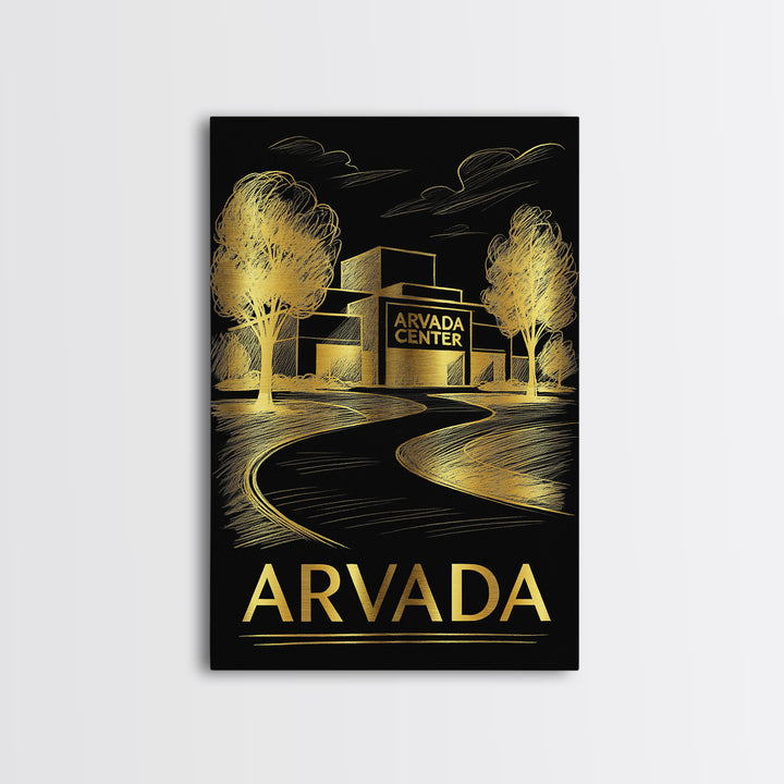 Arvada Travel Poster, Framed Canvas Print, Dark Background Poster Art, Arvada Wall Art, Mid Century Wall Art, City Art Print, Poster Art