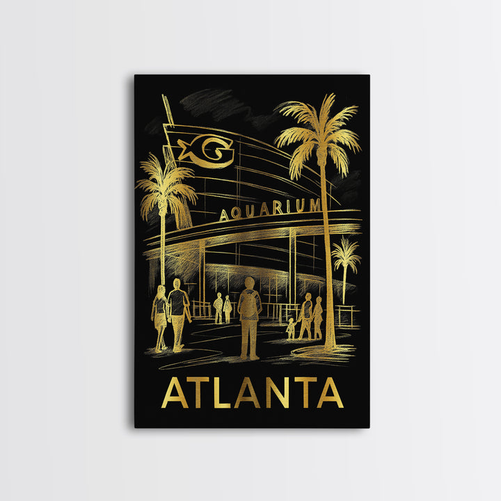 Atlanta Travel Poster, Canvas Print, Dark Background Poster Art, Atlanta Poster Print, Travel Wall Decor, Modern Wall Decor, Art Print