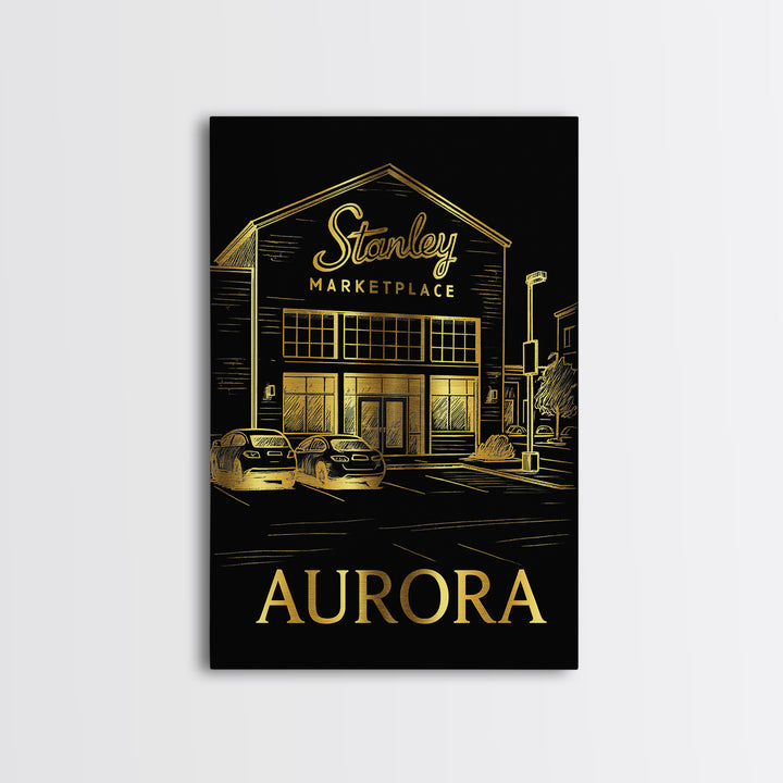 Aurora Travel Poster, Canvas Print, Dark Background Poster Art, Aurora Poster Print, Travel Wall Decor, City Illustration, Fine Art Print