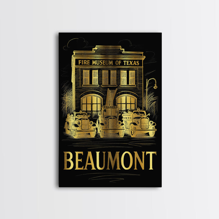 Beaumont Travel Poster, Canvas Print, Gold Sketch Wall Art, Beaumont City Art, Travel Poster Set, Fine Art Print, Mid Century Wall Art