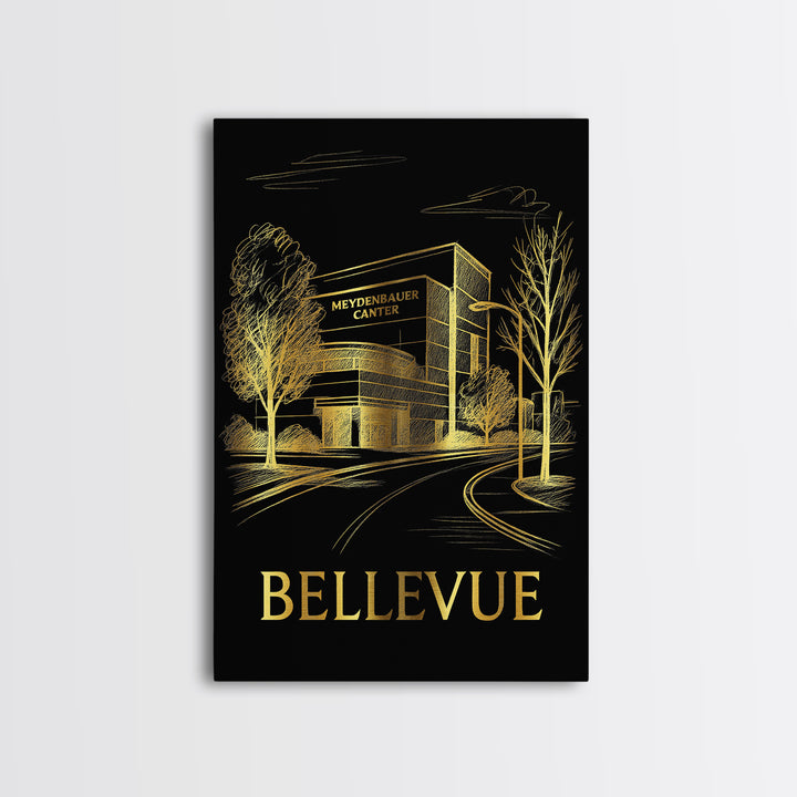 Bellevue Travel Poster, Canvas Print, Dark Background Poster Art, Bellevue Poster Print, Travel Poster Art, Travel Wall Art, Art Print