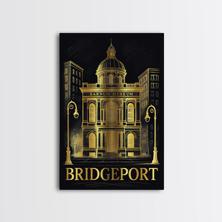 Bridgeport Travel Poster, Canvas Print, Black And Gold Line Art, Bridgeport Art Print, City Art Print, Travel Poster Art, Travel Poster Set