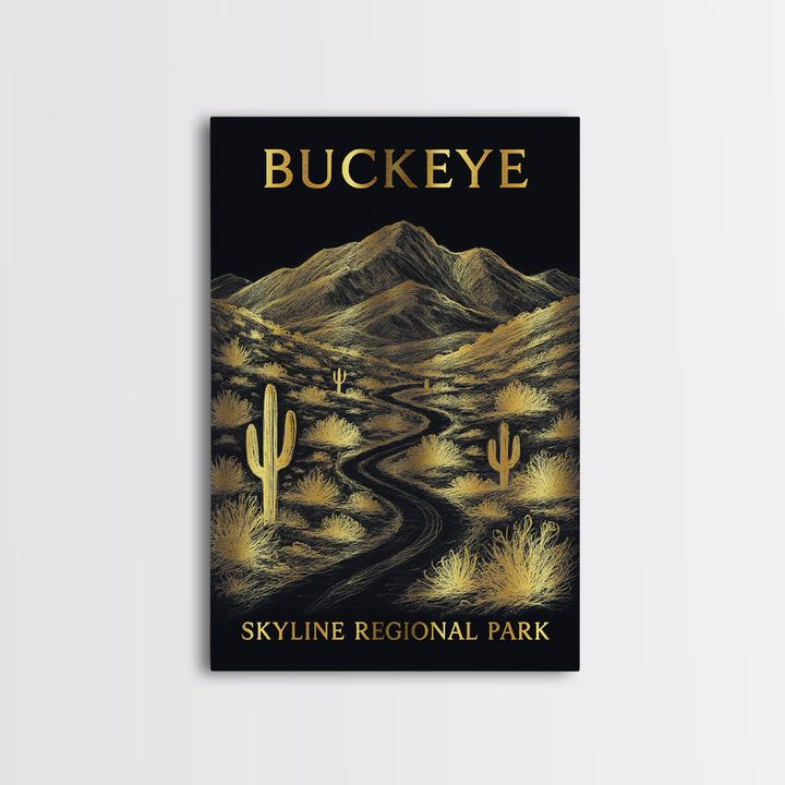 Buckeye Arizona Travel Poster, Canvas Print, Gold Sketch Wall Art, Buckeye Travel Art, Fine Art Print, City Art Print, Travel Wall Art