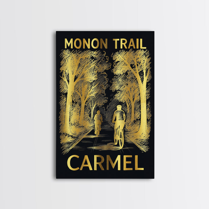 Carmel Travel Poster, Framed Canvas Print, Elegant Gold City Art, Carmel Art Print, City Art Print, Fine Art Print, Gift For Travelers